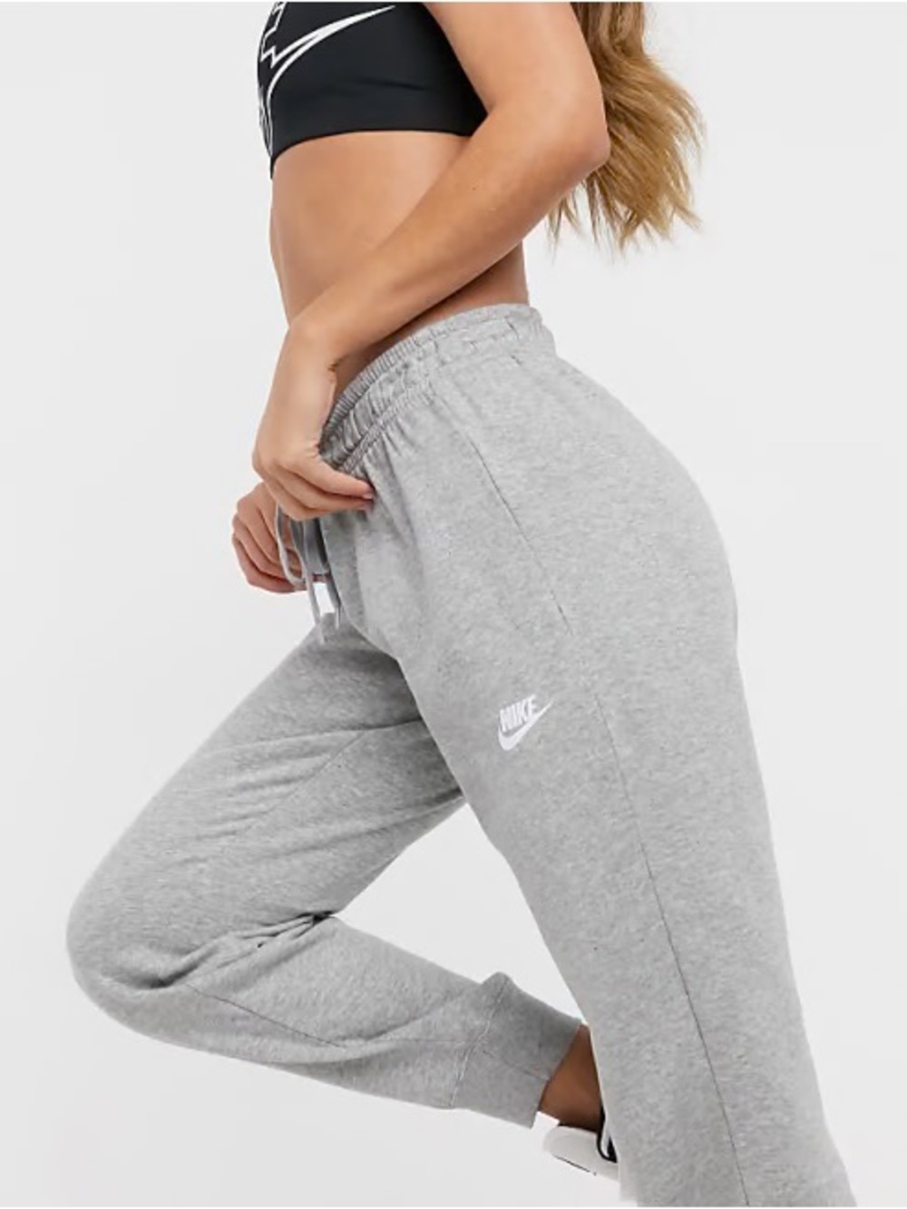 Nike Grey Slim Sweatpants with White Swoosh